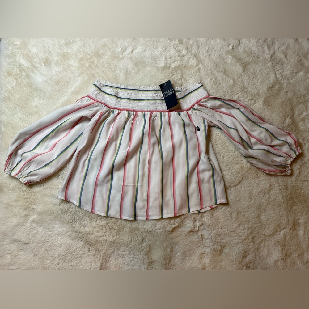 Abercrombie & Fitch Striped Cropped Off-Shoulder Blouse XXS NWT